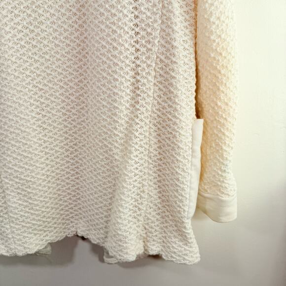 Tibi 100% Cotton White Texture Knit Open Front Sweater Cardigan Medium Large - Picture 6 of 10